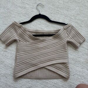 Aerie criss cross nude crop top